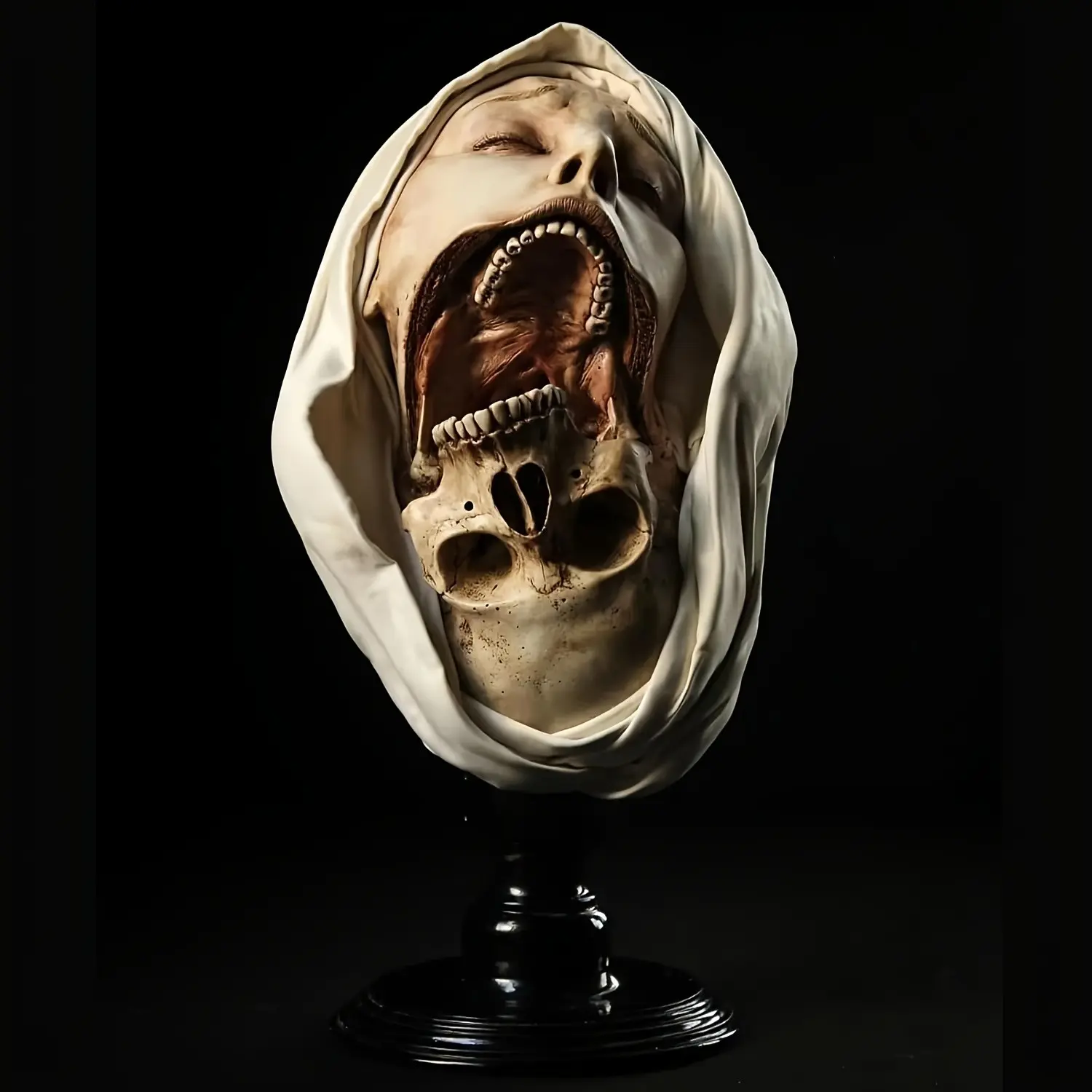 1pc Skull Anatomy Sculpture Dual Head Ghost Figurine, Spooky Dark Halloween Home Decor, Resin Craft for Atmosphere Creation, Decorative Figurines, Decorative Figures