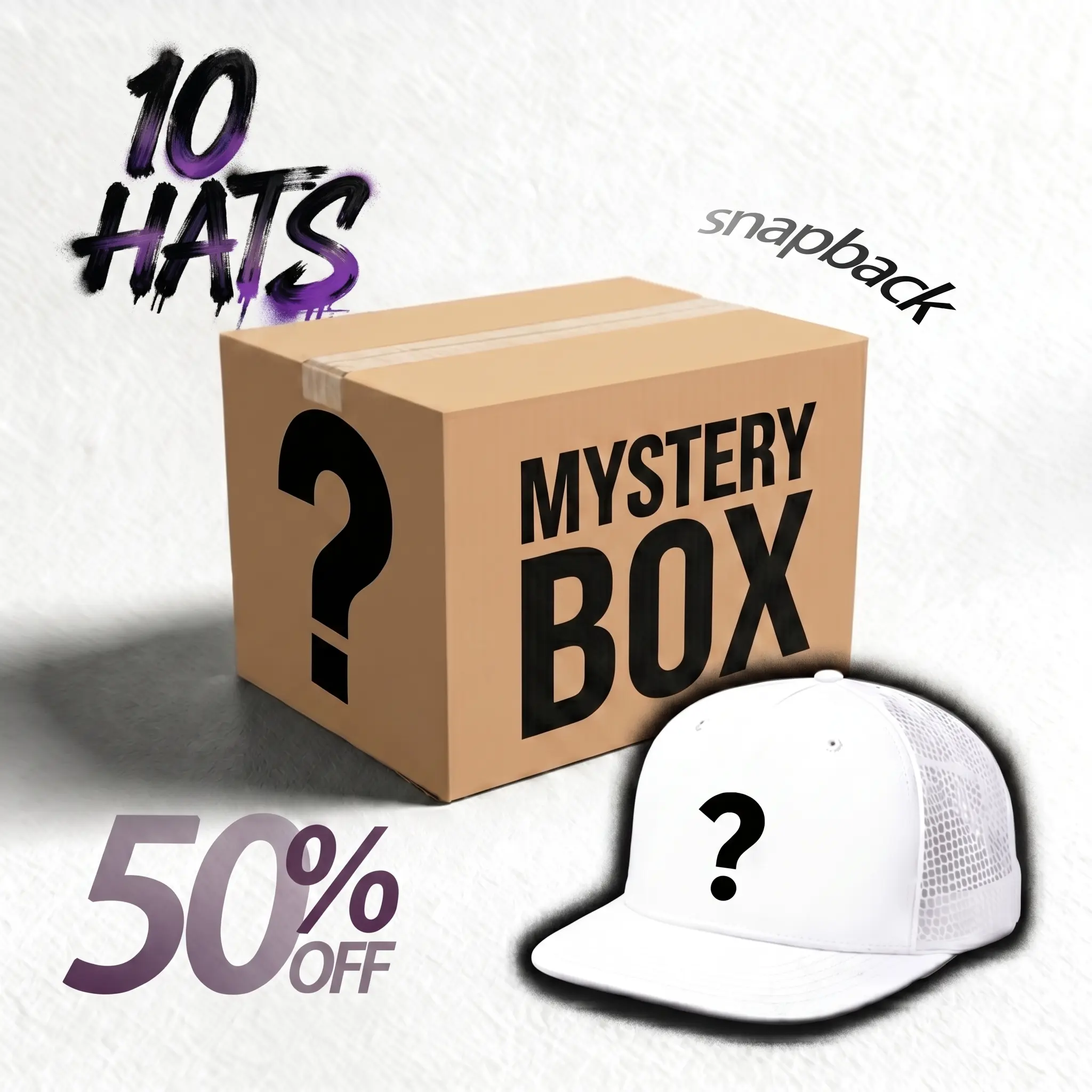 Hats Mystery Box, 5 pieces random women’s hats and trucker caps, EUC Mystery Hat Box - Five Randomly Picked Flat Brim Trucker  main image 2