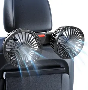 USB Car Cooling Fans for Backseat,Dual Head Car Fan for Kids,360° Rotatable Headrest Fans,3-Speed,Ultra-Quiet, Powerful Electric Air Circulation Fan for SUV Truck Sedan