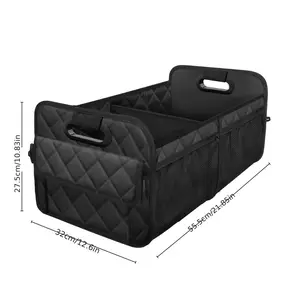 48L rhombus grid car trunk storage home home storage box black, universal for all car models, unisex, large large capacity, no food contact storage box Car Organizers And Storage Box