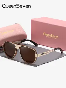 QueenSeven 1 Piece Unisex Classically Designed Full Frame Sunglasses Lightweight Elegant Square Frame Polarized Sunglasses UV400