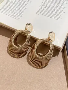 Elegant Silver Color Velvet Braided Oval Hollow Out Earrings, Fashionable Dangle Studs for Women, Perfect for Daily Wear & Special Occasions, High Quality Earrings