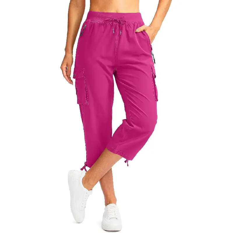 Women's Cargo Capris Pants with 6 Pockets Lightweight Quick Dry Travel Hiking Summer Pants for Women Casual