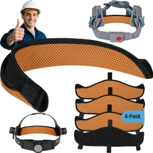 Hard Hat Sweat Bands 4Pcs, Innovative 3-Layer Fabric Sweatbands for Hard Hats Washable, Reusable Cotton Hard Hat Liners,Sponge Hardhat Sweatband for Safety Hat Accessories (Cool Terracotta)