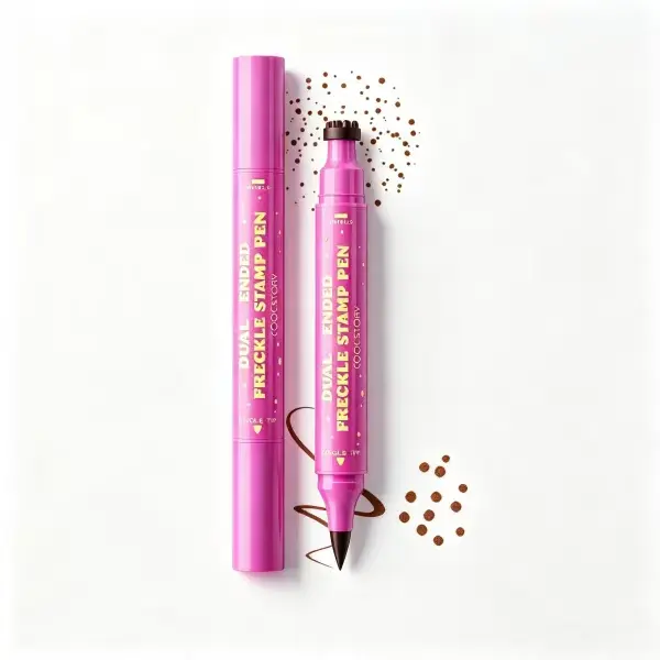 Dual-Ended Freckle Stamp Pen, 2-in-1 Stamp & Fine Tip, Waterproof, Smudge-Proof, Natural Sun-Kissed Faux Freckles, Beginner-Friendly Beauty Makeup Tool long-lasting