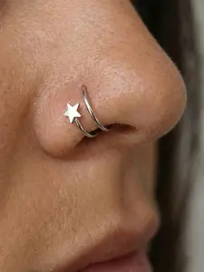 Double Nose Ring Hoop, Nose Rings Hoops, Stainless Steel Nose Ring, Nostril Piercing Jewelry for Women & Men, Fashion Accessories for Party, Daily Clothing Decor