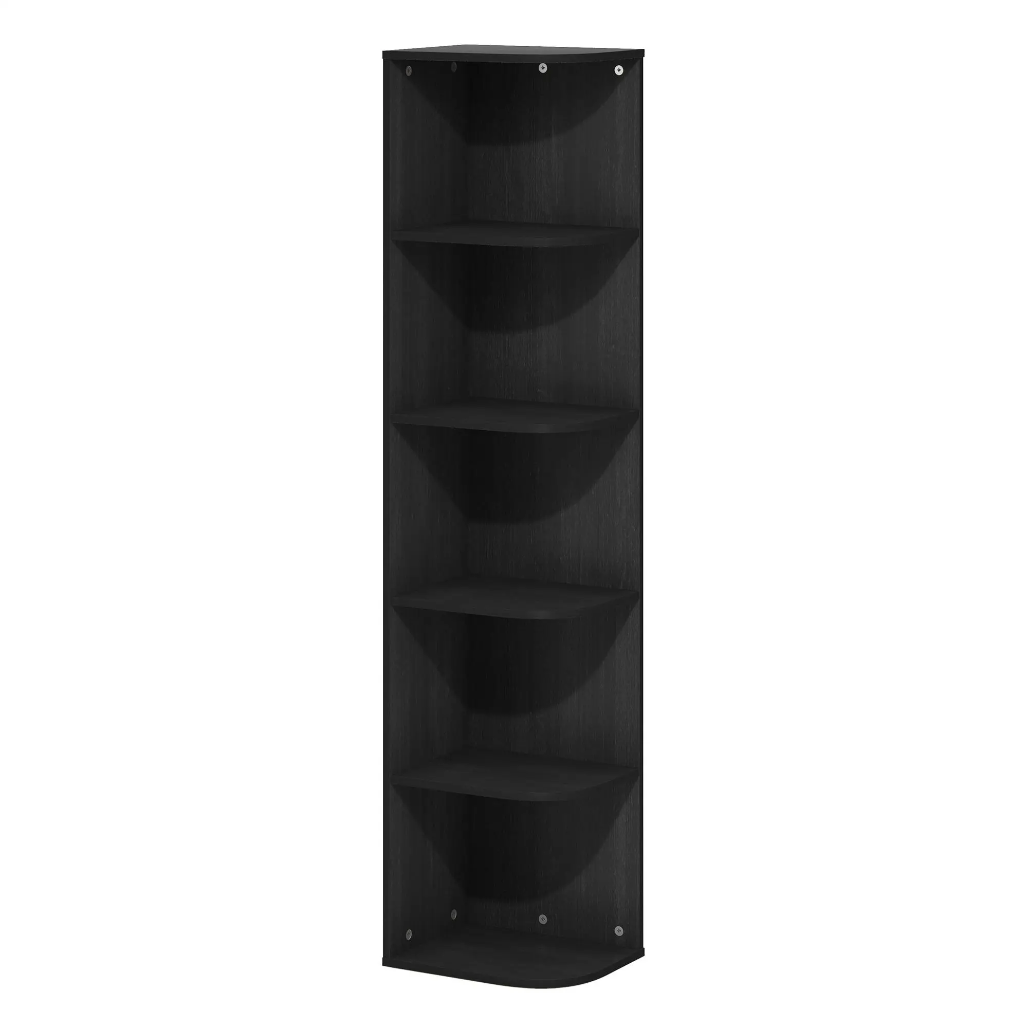 5-Tier Contemporary Wooden Book Shelf - Freestanding Aesthetic Clean Design Corner Shelf Living Room Furniture, Open Storage Organizer, 9.3x12x51.7in for Home Office, Aesthetic Bookshelf, Modern Corner Bookshelf