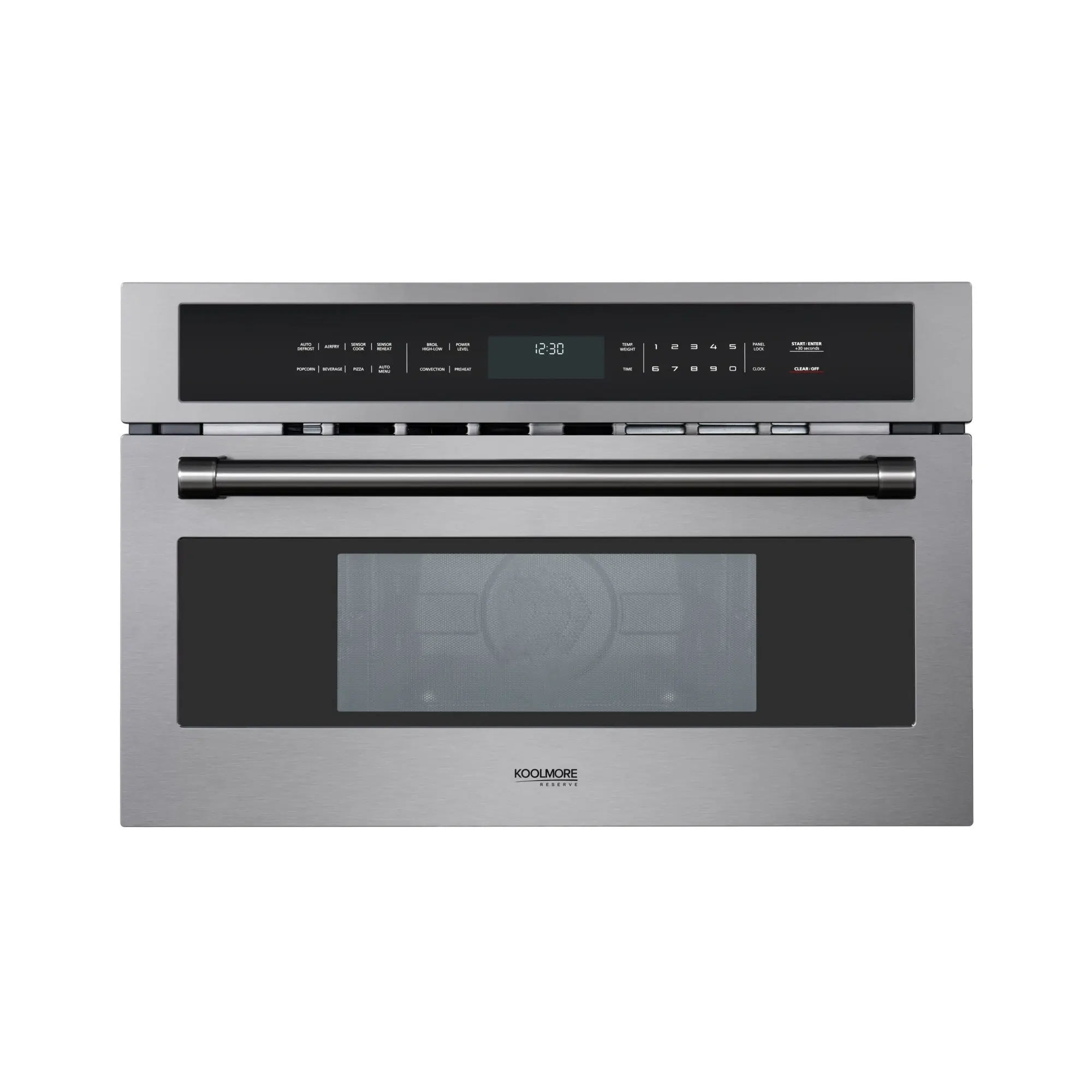 KoolMore Reserve 30 in. Stainless Steel Built-in Combination Convection Microwave Oven - 1.6 Cu. Ft., 1000W, Cooling Fan, Child Lock, Speed Cooking, Sensor Cooking, Black, Microwave-Ready Combination Convection & Microwave Ovens