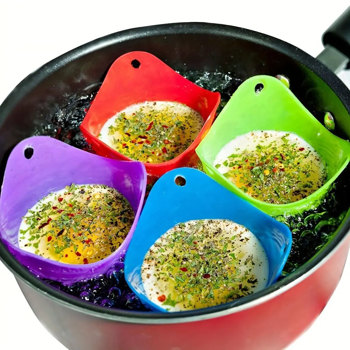 4pcs, Cook Perfect Eggs Every Time With This Silicone Egg Poachers, Poached Egg Cooker - Cooking Tool, Kitchen Gadgets, Kitchen Accessories