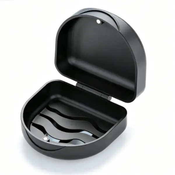 BVN Orthodontic Retainer Storage Box, Slim Dental Container for Braces, Teeth Aligners, Mouth Guards, Night Guards & Dentures, Black