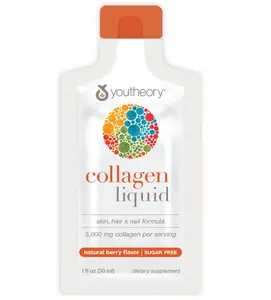 Youtheory Collagen Liquid - 5,000 mg Hydrolyzed Collagen - for Hair, Skin & Nails* - Sugar, Dairy & Soy Free - Berry Flavor - 12 Single Serving Packets