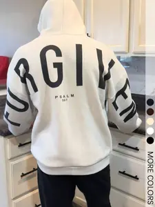 1 Pc Men's Minimalist Faith-Based Hoodie, Bold "FORGIVEN" Text Design with Scriptural Reference, Soft Breathable  for Casual Wear and Spiritual Gatherings, Perfect for Young Christians