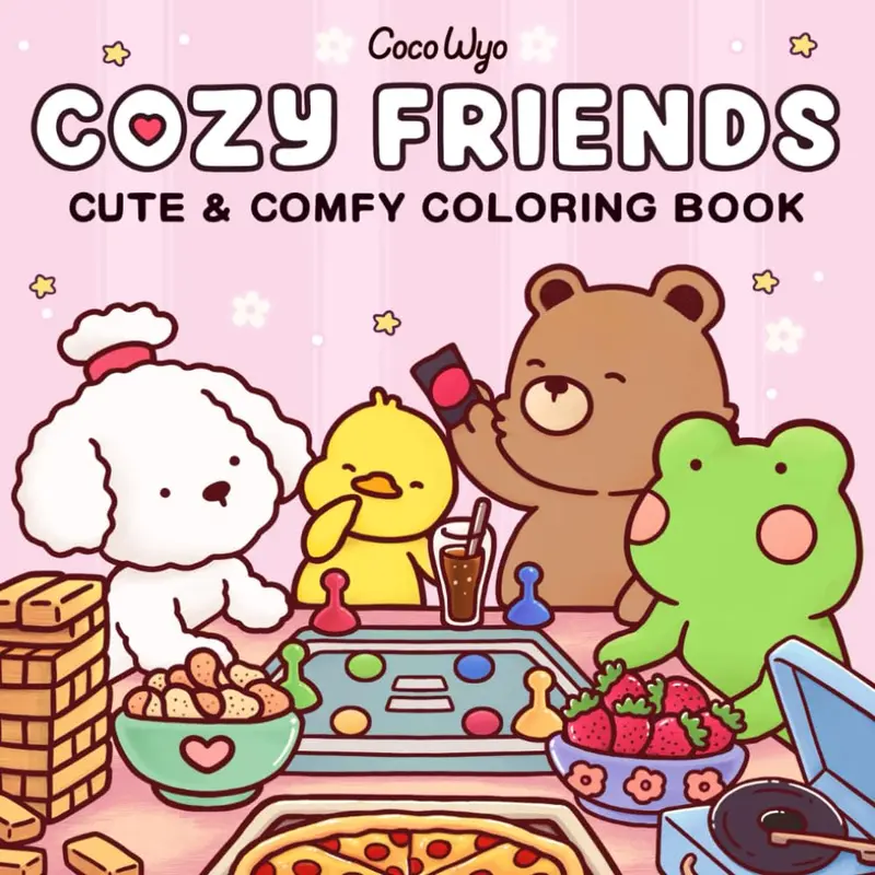 Cozy Friends Coloring Book - Cute and Comfy Design for Adults and Teens Featuring Super Cute Animal Characters and Simple Designs for Relaxation