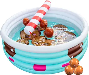 SCS Direct Inflatable Kiddie Pool with Mini Boba Beach Balls and & Pool Noodle Straw, 67" x 26"