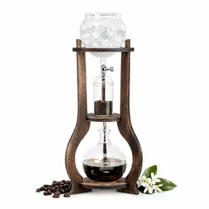 Nispira Iced Coffee Cold Brew Drip Tower Coffee Maker Wooden, 6-8 cup (BD-7)