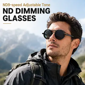 Polarized Round Sunglasses ND9 Adjustable Dimming Sun Glasses Men Women Retro Punk Fishing Eyeglasses Outdoor Shades UV400 Protection Sunglassesmen