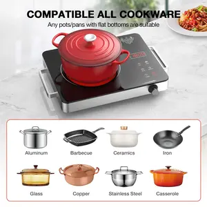 Portable Induction Cooker, 1200W Single Burner, Plug-in Countertop Electric Stove, 110V Infrared Burner, Timer, Touch and Knob Controls Household Appliances Kitchen Appliances