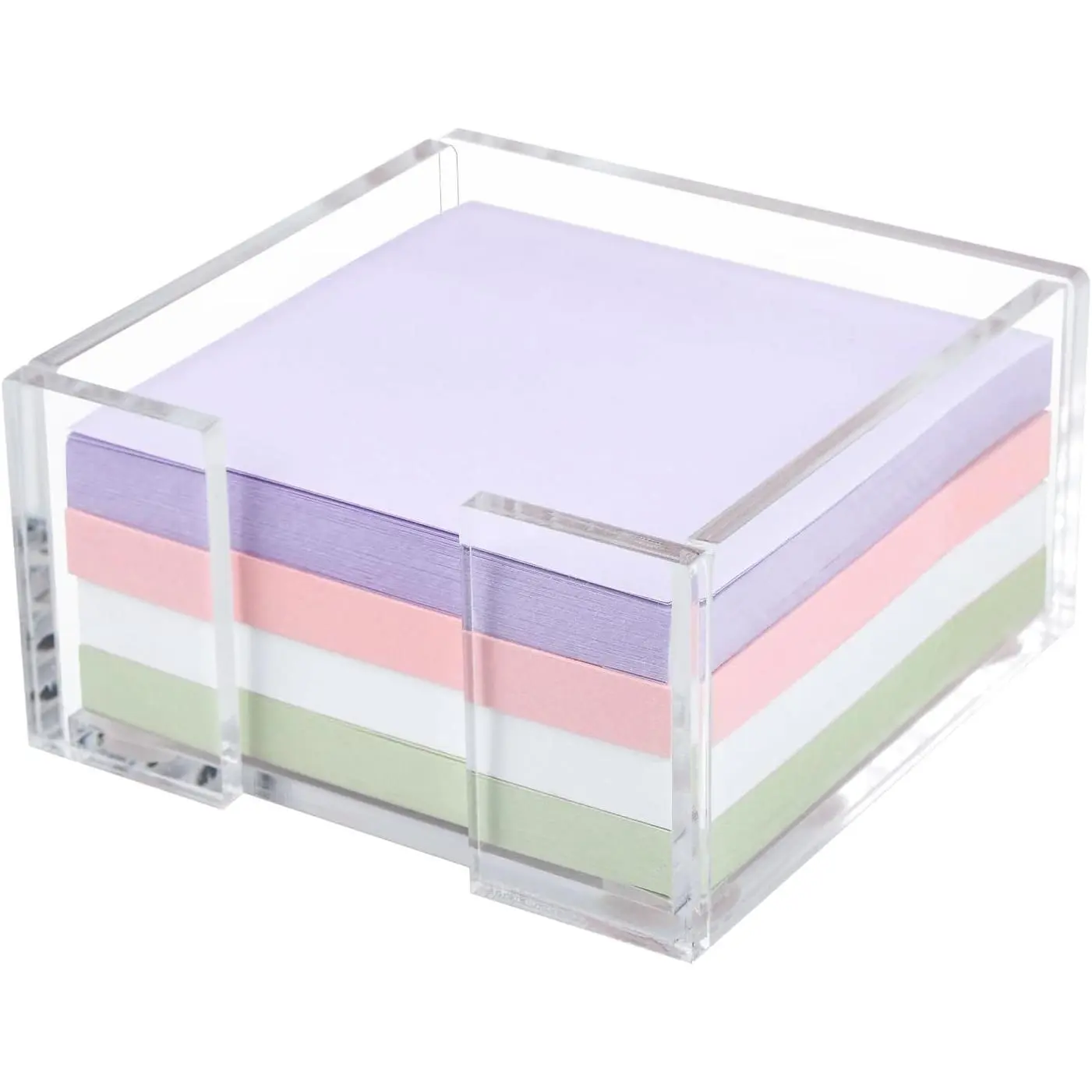 Acrylic Sticky Note Holder, 3 x 3 Crystal Clear Acrylic Notepad Holder Sticky Note Dispenser for Dorm Room and Office Desk Organizer