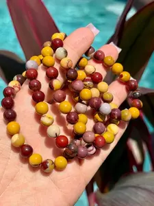 Natural Mookaite Jasper 8mm Beaded Stretch Bracelet | Australian Jasper Gemstone Jewelry