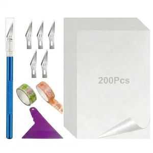 200Pcs Diamond Painting Release Paper Set with Craft Knife Replacement Blades Scraper and Washi Tape Crafting Tool Kit