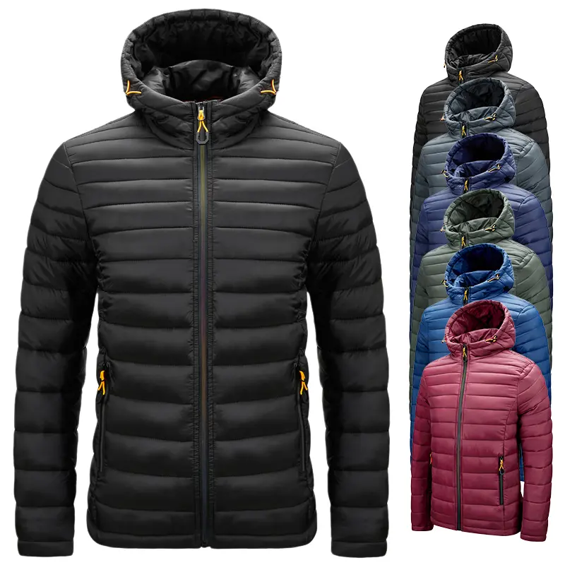 Men's Lightweight Stylish Casual Hooded Padded Quilted Insulated Winter Jacket, Packable Warm Outdoor Top with Secure Zipper Pockets for Travel, Daily Wear