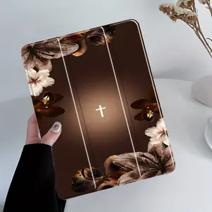 Christian Cross-Themed Protective Case with Adjustable Stand and Pen Slot - Foldable, Non-Slip TPU Cover Compatible with Samsung, iPad mini, iPad Air, iPad Pro, iPad (10th & 11th Gen), and Other iPad Series