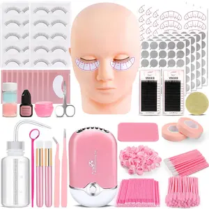 Eyelash Extension Kit  , Professional Lash Extension Kit with Mannequin Head, Lash Starter Kit with Lash Fan, Lash Extension Supplies  Practice Training Kit