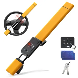Porbi AI Steering Wheel Lock with Password + IC Card + Keys Unlocking, Heavy-duty Car Anti-theft Device with Incorrect Entry Alarm & Anti-Tamper Alarm, Fits 8.9–16" Truck Van SUV Car Wheels, Yellow Summervibes
