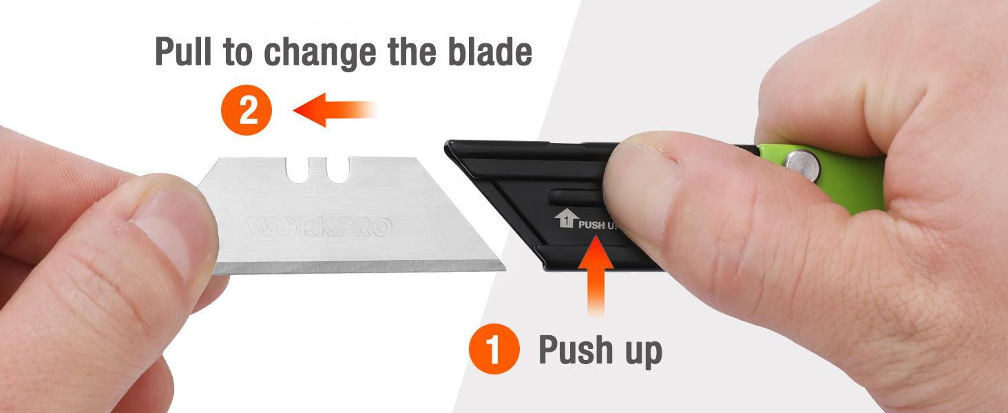 #SpringGlowUp WORKPRO 3-Pack Folding Utility Knife, Razor Blade Knife with Safety Axis Lock, Quick Change Blade Box Cutter, EDC Pocket Knife with Belt Clip