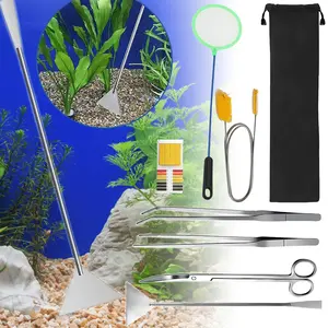 7pcs dinfferent size Aquarium Aquascaping Tool Long Tweezers Scissors Spatula Stainless Steel Aquatic Plants Set for Fish Starter Kits Aquariums Tank Terrarium