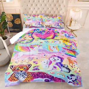 Cartoon animal sticker pattern, including 1 quilt and 1 or 2 pillowcases without pillowcores, suitable as gifts, soft children's and adult bedroom decorations