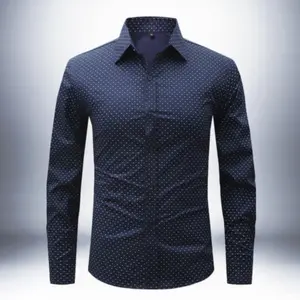 Classic men’s letter print business shirt, 100% pure cotton fabric, slim fit, single breasted — a formal and casual essential for office work