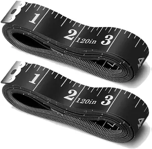 Tape Measure Body Measuring Tape, 120 Inch Soft Fabric Measuring Tape for Sewing Cloth Measurement, Double Scale Tailor Ruler for Weight Loss Medical Measurement Nursing Craft(2 Pack/Black)