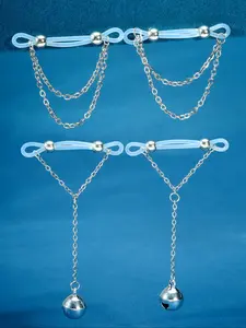 2Pair Fake Nipple Piercing for Women Men Nipple Rings Non Piercing Jewelry, Stainless Steel, Nipple Noose Clip On, Adjustable Body Jewelry