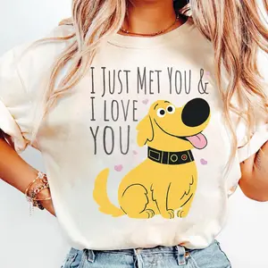 UP Dug I Just Met You Quote T-Shirt, Dug Portrait Shirt, UP Dug I Just Met You Quote Graphic T-shirt, T-shirt for men and women