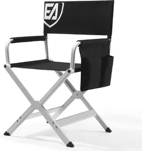 [Summervibes] Aluminum Directors Chair, Folding Studio Movie Chairs Camping Event Vendor Chair, 19" Seat Height Black Fabric/White Frame, Support 350lbs