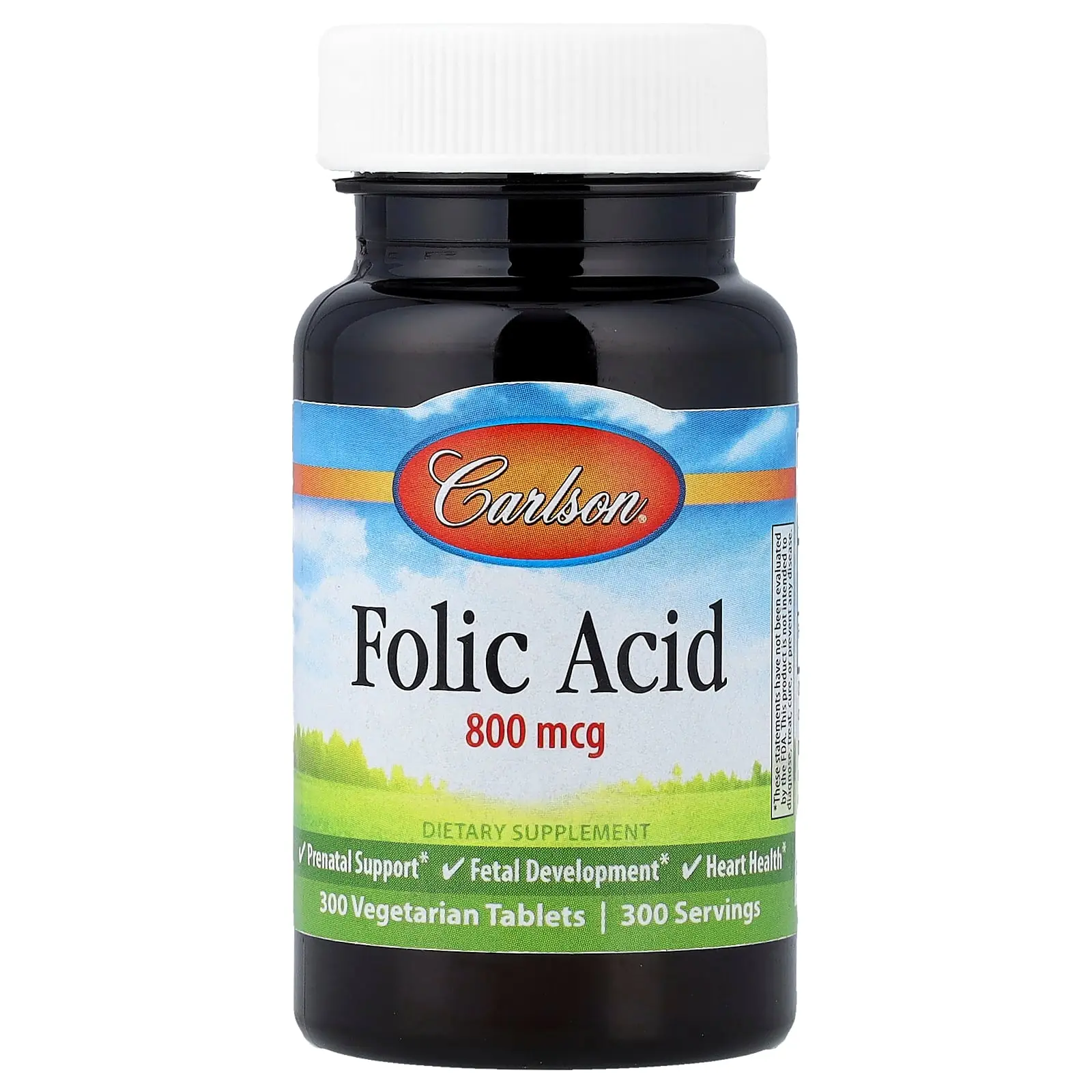 Carlson Folic Acid, 800 mcg, 300 Vegetarian Tablets