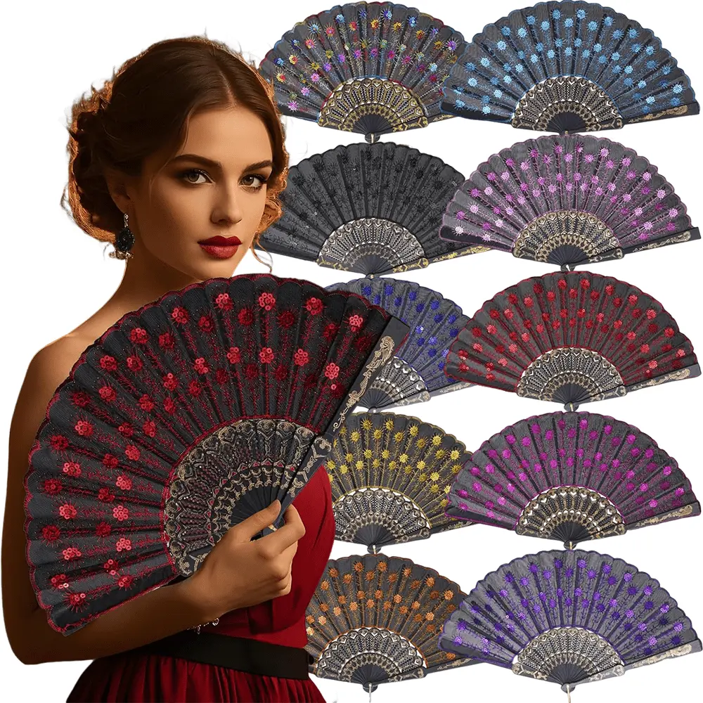 10PCS Stylish Hand Fan Trending Foldable Fan - Big Event Fashion Statement, Chic Party Accessory
