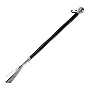 Luxury Long Handle Shoe Horn with Bling Golf Ball Handle - No Bend Metal Shoe Helper for Elderly, Pregnancy, Easy Slip On Shoes