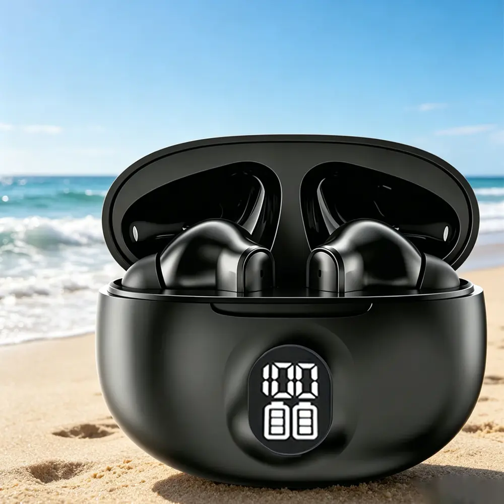 Tempomind In Ear Headphones, LED Indicator Wireless Bluetooth-Compatible Earbuds with Type-C, Cells for Daily Use, Not Water Resistant
