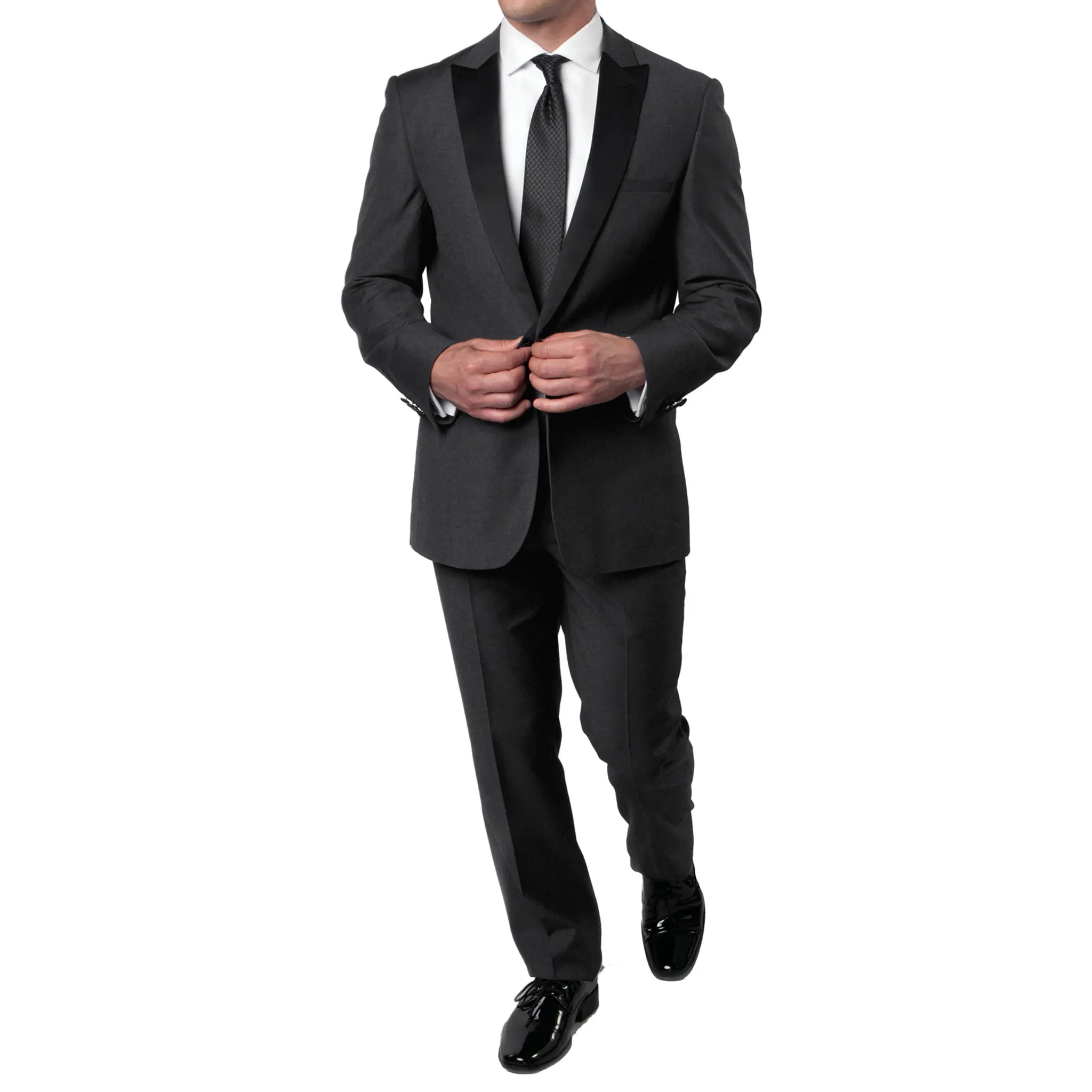 Charcoal Grey Tuxedo with Black Satin Lapel