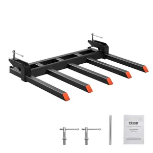 【fathersdaygift】VEVOR Clamp on Debris Forks to 48" Bucket, 2600 lbs Capacity Heavy Duty Clamp on Pallet Forks Bucket Attachments, Fit for Loader Bucket Skidsteer Tractor to Clean up Fallen Limbs Debris or Yard Wwaste