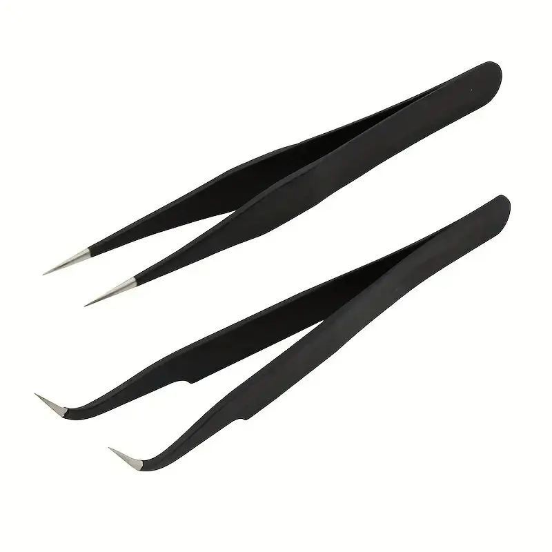 Eyelash Extension Tweezer Set, Cosmetic Tools, Make Up Tools, 2-Piece Stainless Steel Multi-Functional Tweezers, Curved Design for Perfect Lash Application