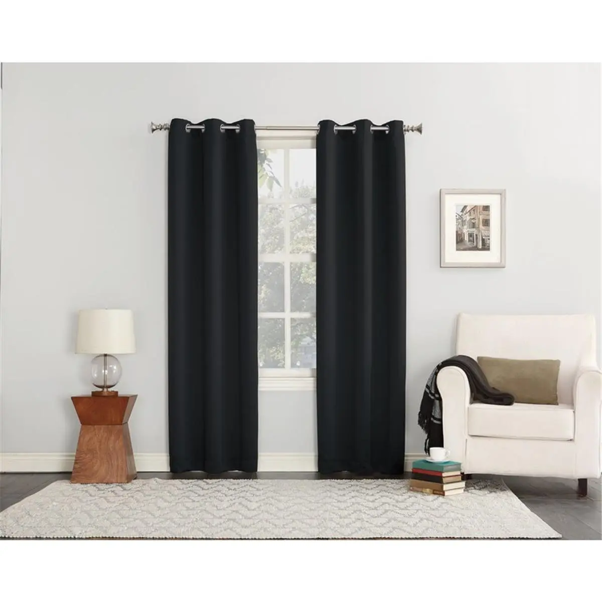 212 MAIN Norwich Black Polyester Blackout Privacy Curtains, 80x84 in, Model 6006037, for Indoor Use