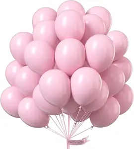 PartyWoo Pastel Pink Round Rubber Balloons Pack - 50pcs, 12in Balloon Party Supplies for Birthday, Wedding Decorations