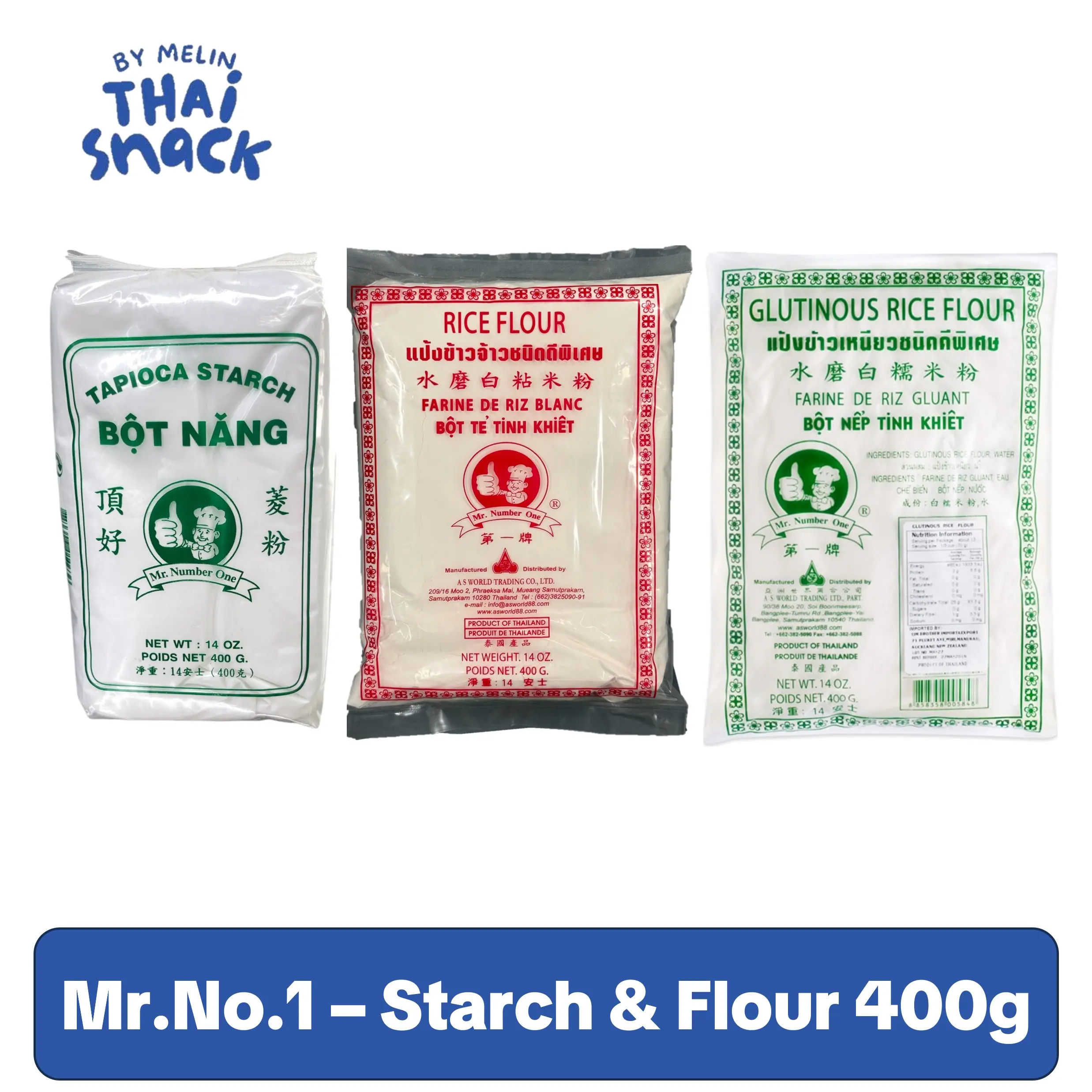 Mr.No.1 Versatile Baking Starch Mix, 400g - Blends Rice Flour, Tapioca Starch, Glutinous Rice Flour for Baking Needs, Bake