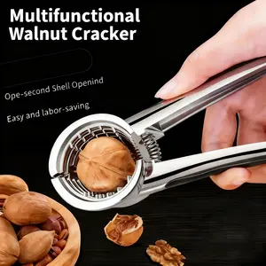 Multifunctional Walnut Cracker with Handle for Home Use Durable Aluminum Alloy Easy Labor-saving Nut Sheller for Walnuts & Pine Nuts