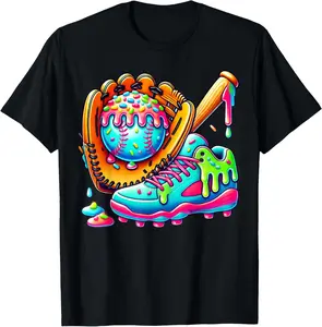 Ice Cream Drip Baseball Stuff Baseball Drip For Men Graphic T-Shirt Graphic tees
