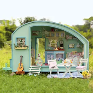 DIY Wooden Time Travel House Toy, 1 Set Mini 3D House Toy with Furniture, DIY Handmade Miniature House Kit, Model House Toy, Gift for Friend