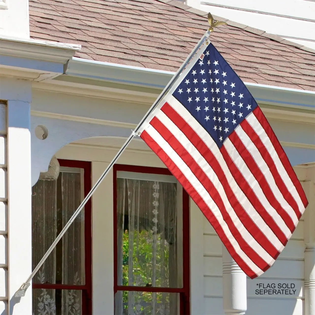 Super Tough 6ft Aluminum 3 Piece Residential Flagpole Kit - Eagle Topper Included